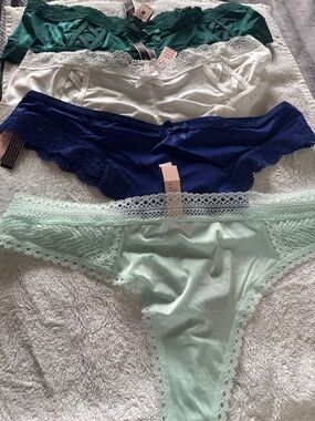 Victoria's Secret Lace Bikini Panty Set - Emerald, Navy, White, Mint